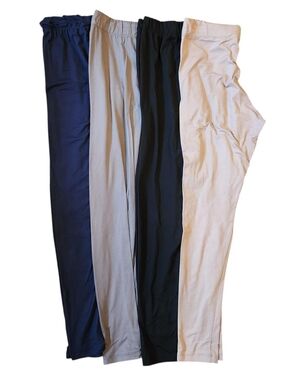 Lot of 4 Stretch Leggings - Navy, Gray, Black, Tan